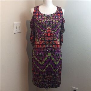 Etcetera Purple Cold Shoulder Dress